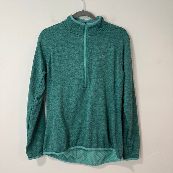 L.L. Bean Women's Adventure Grid Fleece Quarter-Zip Pullover Teal Medium - Picture 1 of 9